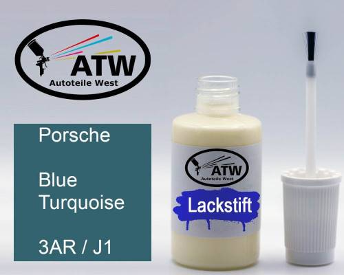 Porsche, Blue Turquoise, 3AR / J1: 20ml Lackstift, von ATW Autoteile West.